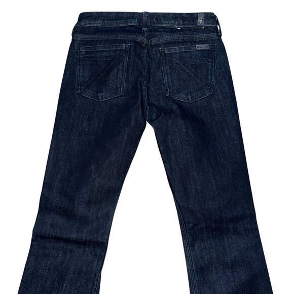 7 For All Mankind 7FAM Flynt Womens Bootcut Jeans 25 34 Dark Wash Embroidered - Picture 6 of 8
